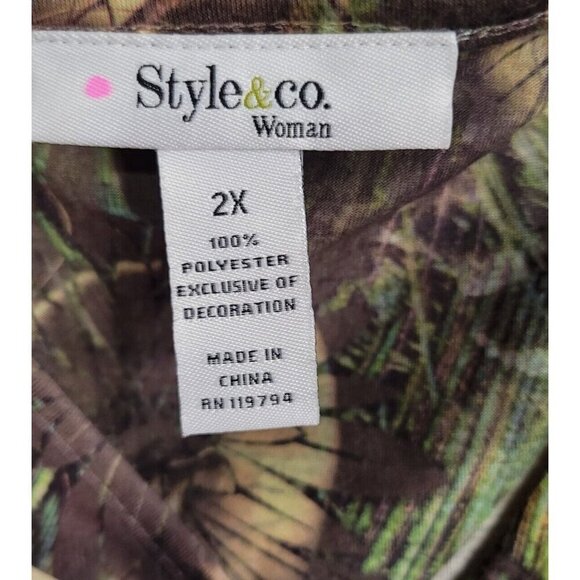 Style &‎ Co. Woman 2X multicolor embellished peacock casual relaxed fit top sexy - Picture 2 of 5